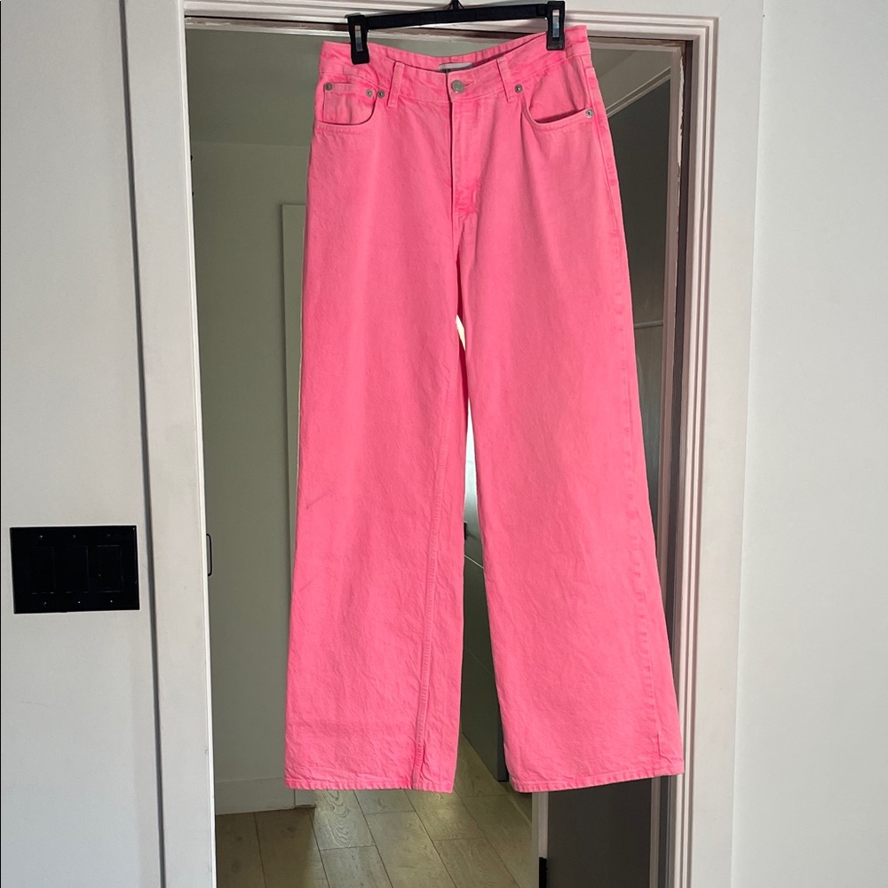 Zara Vibrant Pink The Boogie Pant - Baggy Flare Jeans size 4 💖